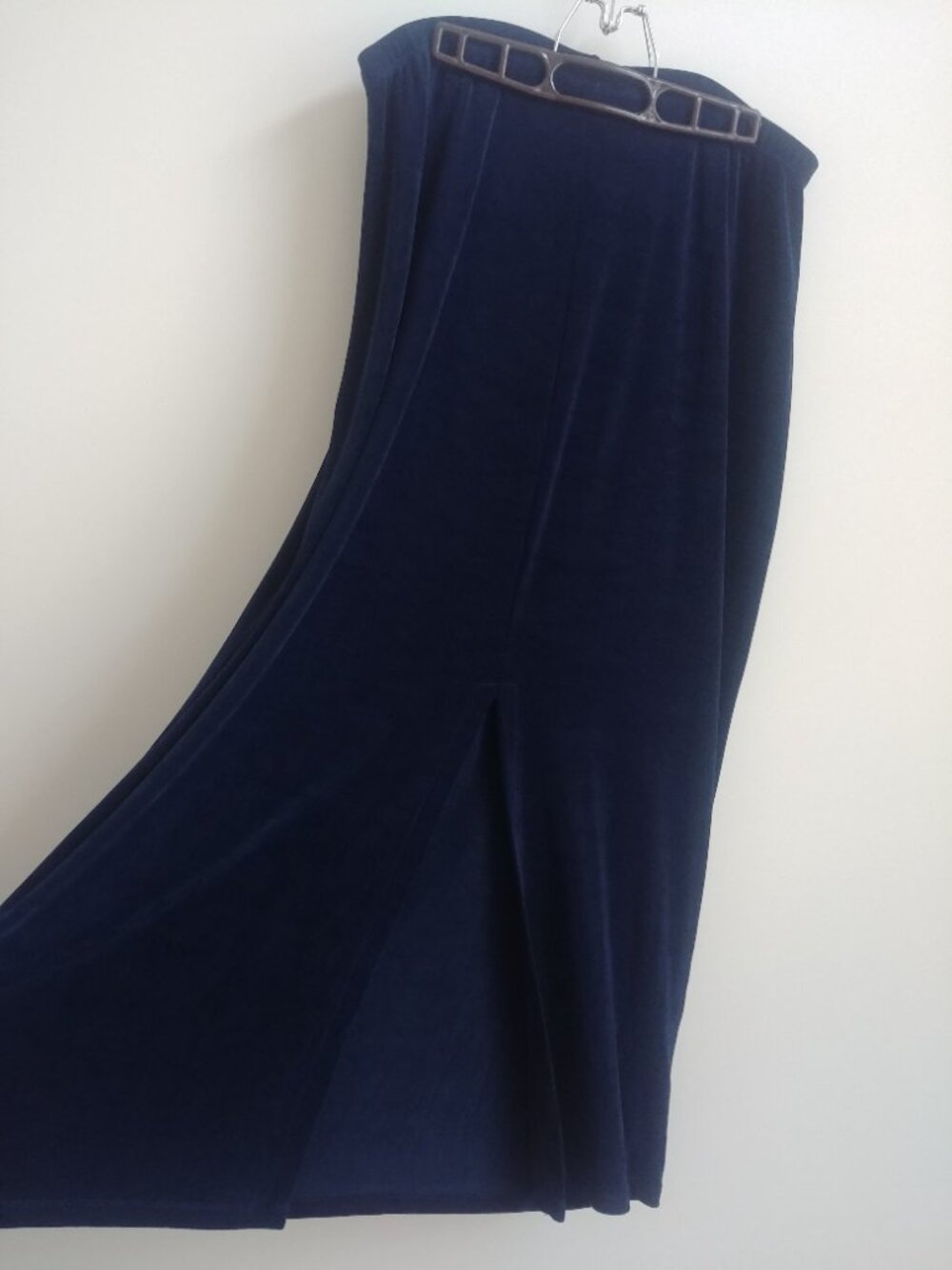 NWT Vintage made in Canada XXL slinky heavy stretch midi skirt navy blue slit